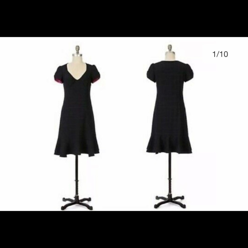 Anthropologie Black Windowpane Dress